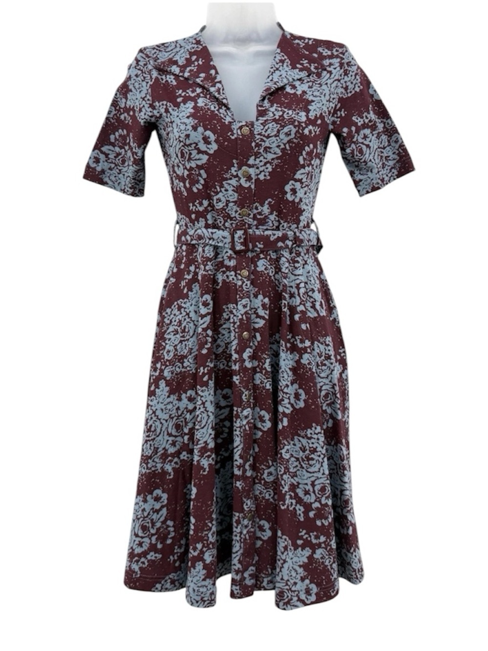 Effie's Heart Floral Retro Pinup Rockabilly Belted Swing Dress, Size Small
